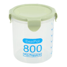 Kitchen Food Container Seal Pot Tea Coffee Candy Storage Tank Plastic Cereals Snacks Box Cookie Canister Jars For Spices 800Ml Green