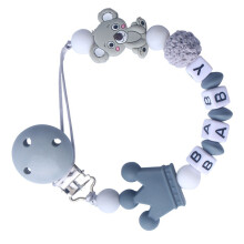 Silikon Baby Beißketten Perlen 30cm Grau für Neugeborene