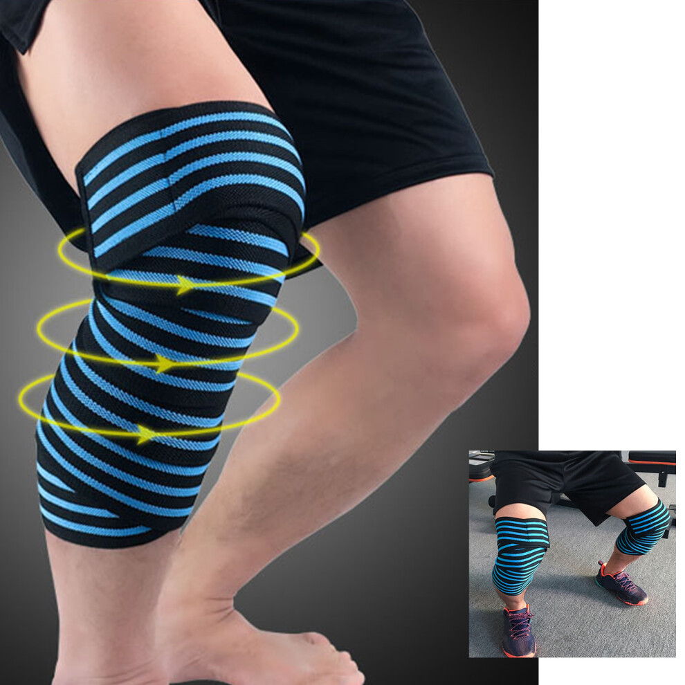 2Pcs Nylon Knee Brace Support Sleeve with Hoop & Loop Fastener, 180cm