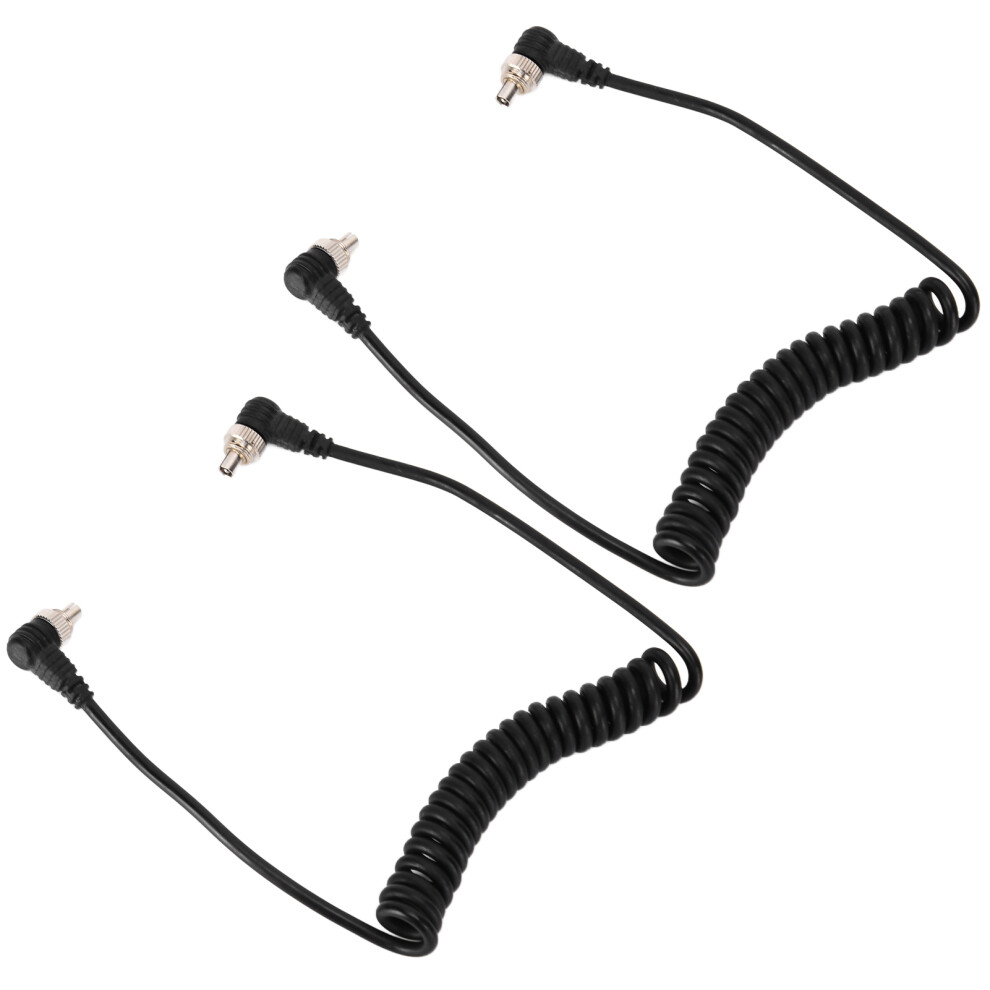 2Pcs Camera Flash Sync Pc Cord Male To Male Spring Cable 30-80Cm Black 8411376654612