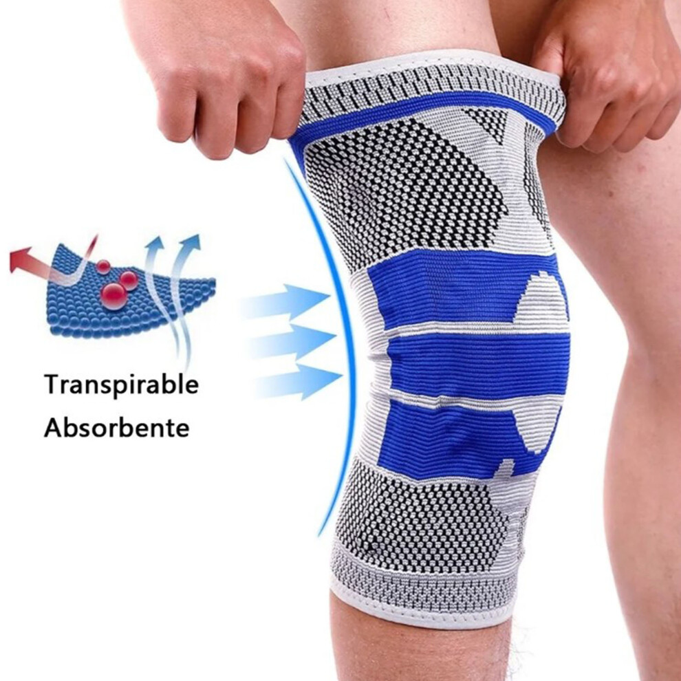 Thickened Silicone Woven Fabric Breathable Xl Knee Support Brace Grey 7891372328075