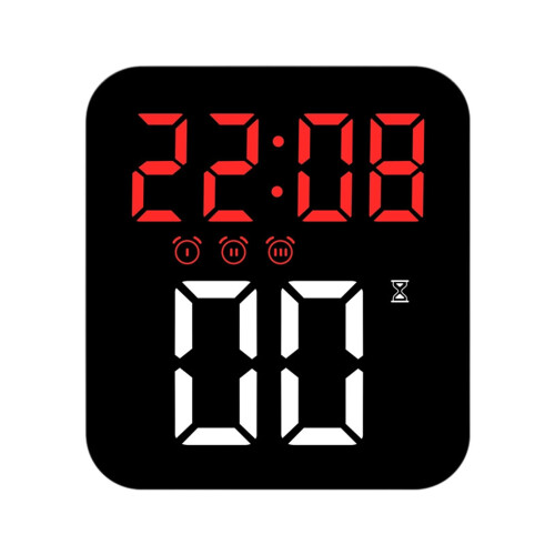 Moderner Desktop-Wecker mit Timer-Schwarze Schale, rotes Licht