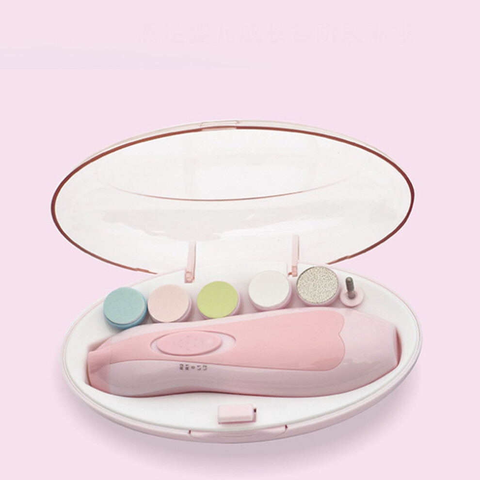 Portable Baby Nail Trimmer With 6 Gentle Grinding Heads Safe For Kids Pink