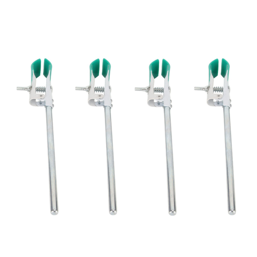 Laboratory Steel Rubber Lined Jaws Clamp Set, Retort Prong Jaw For Holding Test Tubes, Burettes, Flasks, And More, 4 Pieces Stainless Steel Clamp 9169997377029