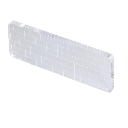 Blocco timbro in acrilico trasparente, design rettangolare ergonomico per timbrature precise, elevata sicurezza e durata, trasparente, materiale 1