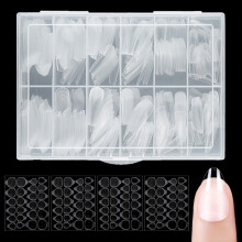 Unhas postiças profissionais em formato amêndoa, transparentes e com durabilidade incomparável, feitas em ABS. Perfeitas para nail art