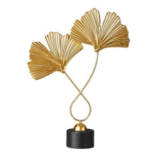 Decoração de casamento vintage, decoração artística com material confiável, estátua de folha de ginkgo dourada para sala de estar, decoração