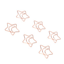 100pcs Rose Gold Star & Moon Metal Paper Clips, Rust-Resistant Office Supplies