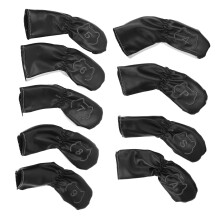 9 pièces de protections pour têtes de clubs de golf en PU imperméable, broderie double face, noir et blanc