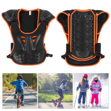 Children Riding Canvas Back Protector Vest, Adjustable, Orange/Black, L