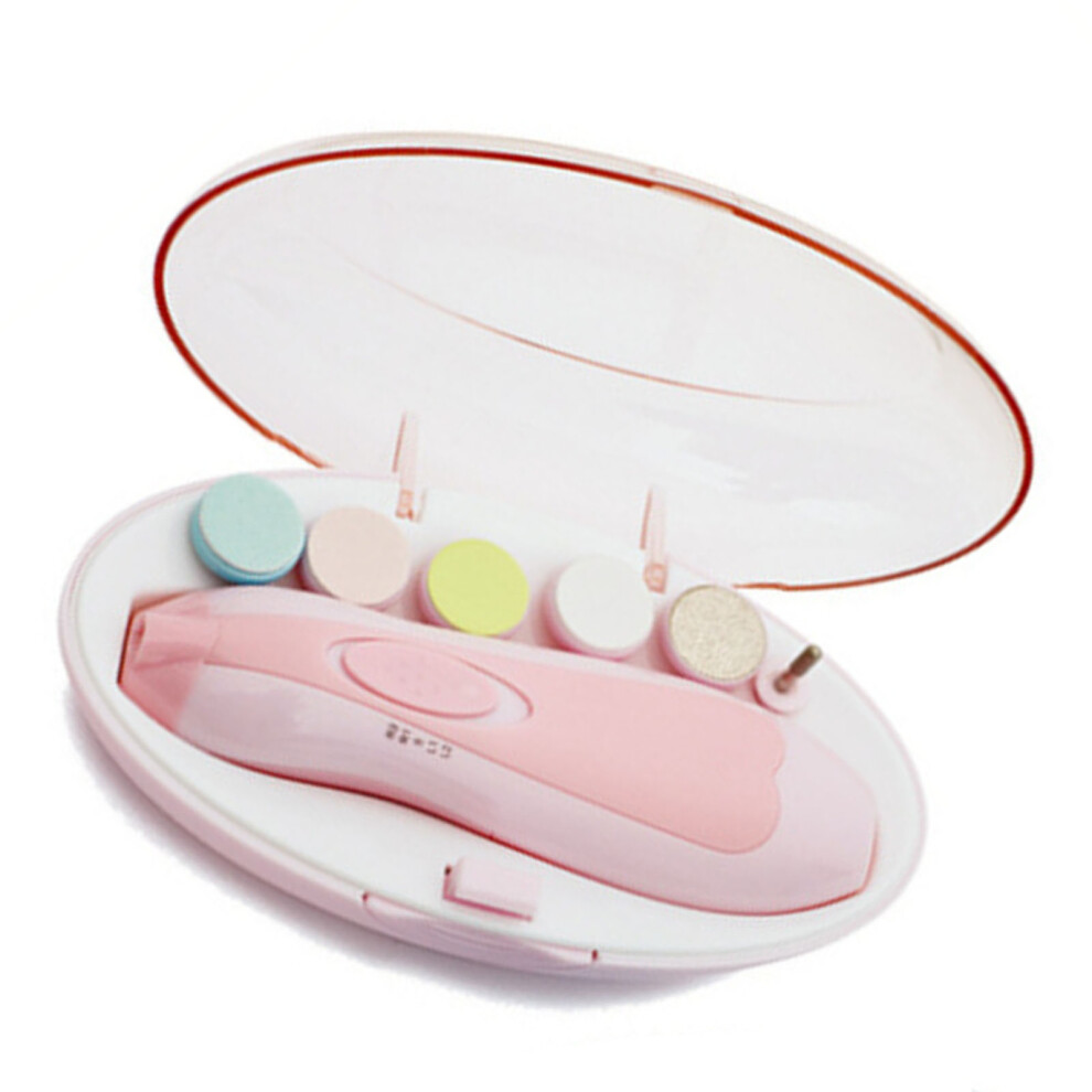 Portable Baby Nail Trimmer With 6 Gentle Grinding Heads Safe For Kids Pink