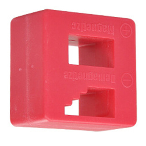 Magnetizer Demagnetizer Block 2-in-1 Tool Red 54x52x29mm