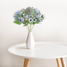 Lifelike Blue Artificial Flower Set - Silk Cloth, 31x19cm, Wedding & Home Decor