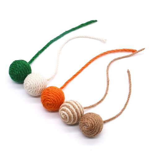 Jouet de dentition en sisal, ensemble de 6 boules-Blanc 5,5 cm 2