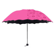 Bloei in Water Paraplu voor Vrouwen Verdikte Zwart-roze rood