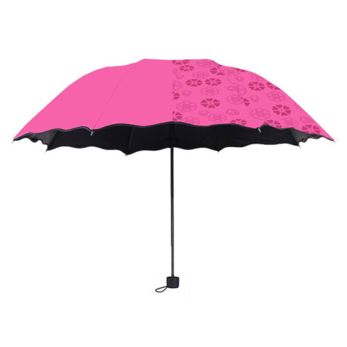 Creative Umbrella Water Flowering Umbrella 3 Folding-rose red