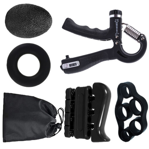5Pcs Hand Grip Strength Trainer Set, Silicone, Black, Various Sizes 2