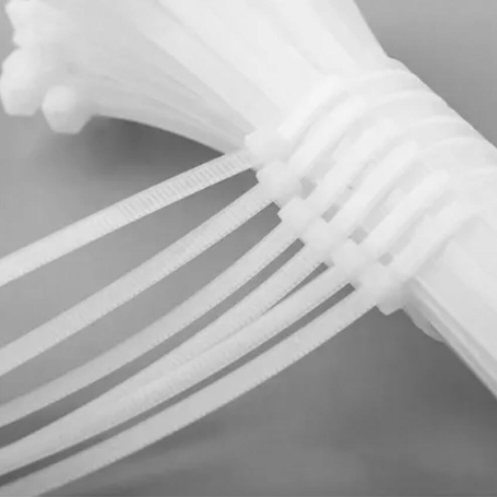 1000Pcs Nylon Cable Ties 2.5X100mm Self-Locking Heavy Duty White 7891372336674