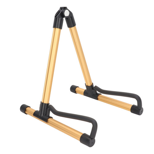Adjustable Metal Foldable Guitar Stand for String Instruments Gold