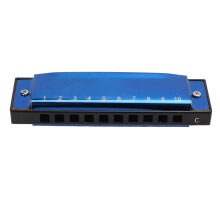 Dark Blue C Key 10 Holes Diatonic Harmonica Metal Mouth Organ for Beginners