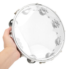 10in Adjustable Double Row Tambourine with Percussion Jingles Transparent