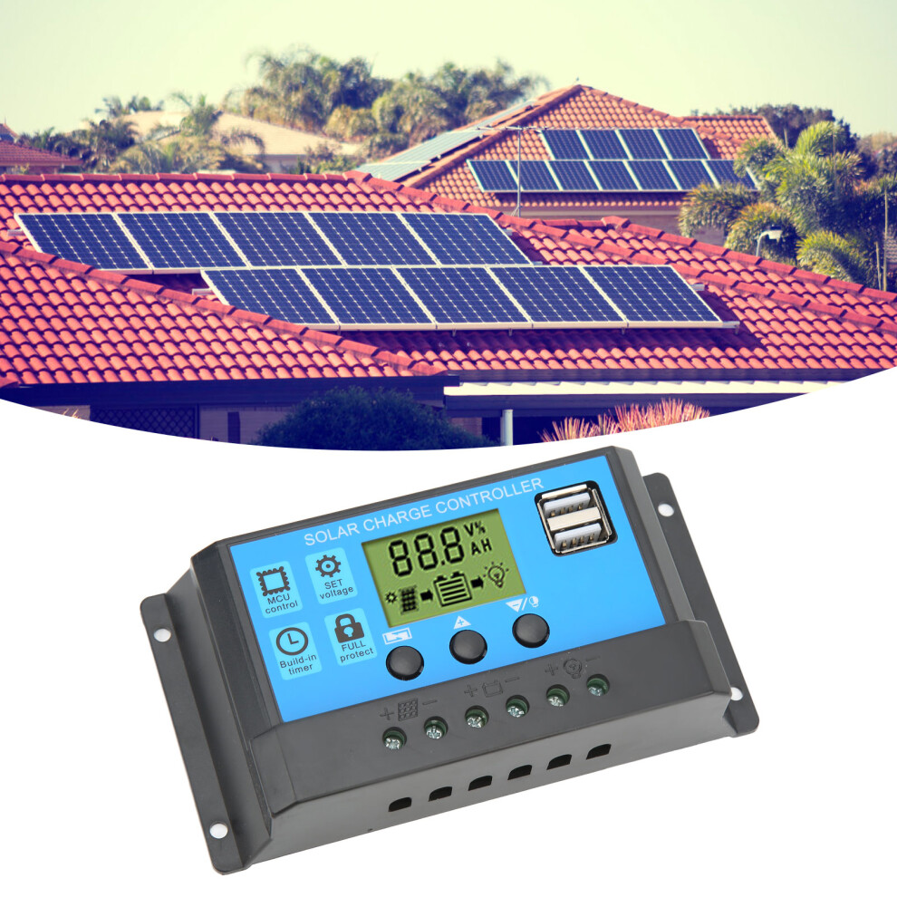 12V/24V Solar Charge Controller 10A With Lcd & Usb, 133X70mm 3691381024517