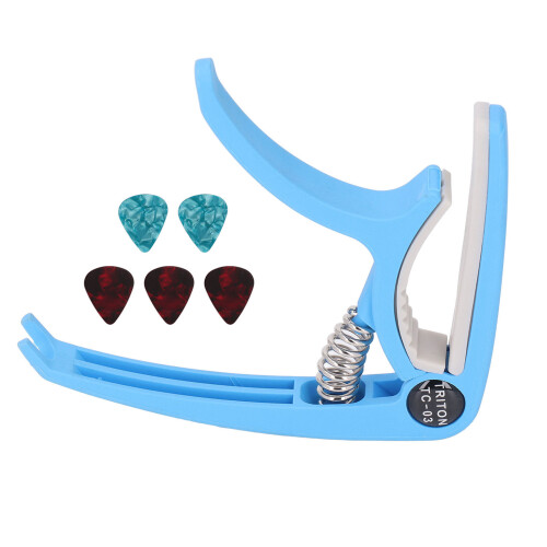 ABS Blue Quick Release Guitar Capo with Picks for Mandolin & Ukulele