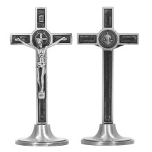 Handmade Zinc Alloy Catholic Crucifix Wall Cross, Silver, 4.7x5.2x12cm
