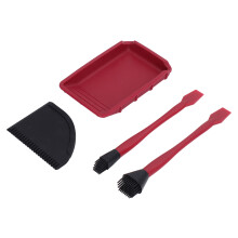 Komplettes Silikon-Holzleim-Set mit Pinseln und Spachtel, Rot/Schwarz
