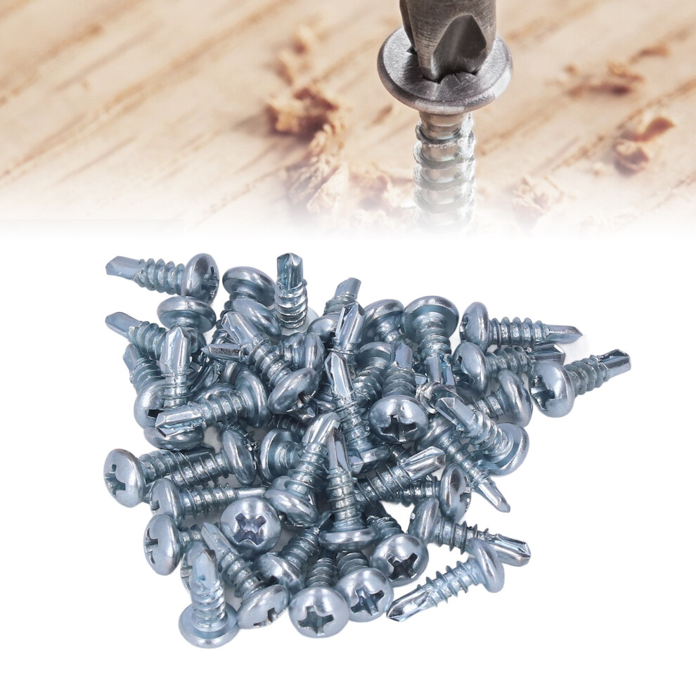 50Pcs Galvanized Self Drilling Screws 4.2X13mm Carbon Steel Round Head 4601375638087