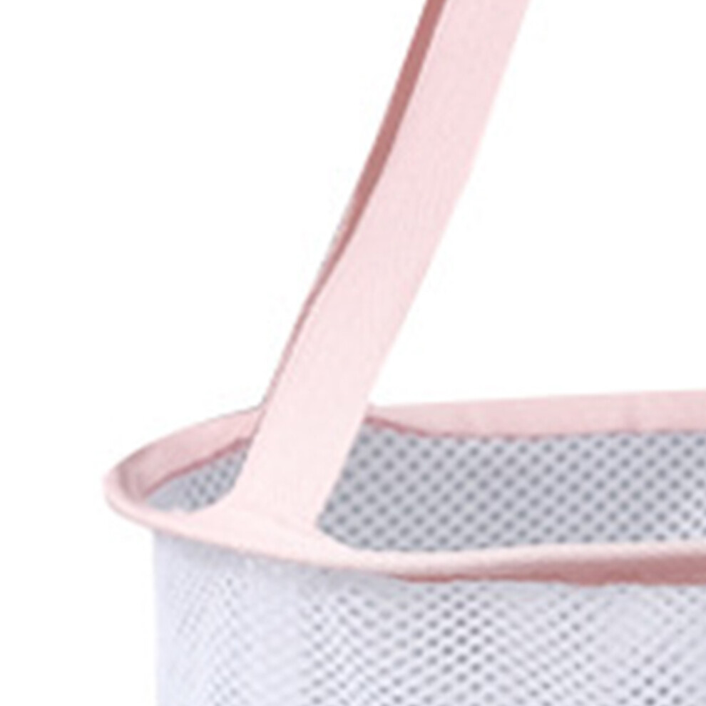 Pink 20Cm Mesh Makeup Brush & Sponge Drying Basket Hanging Storage