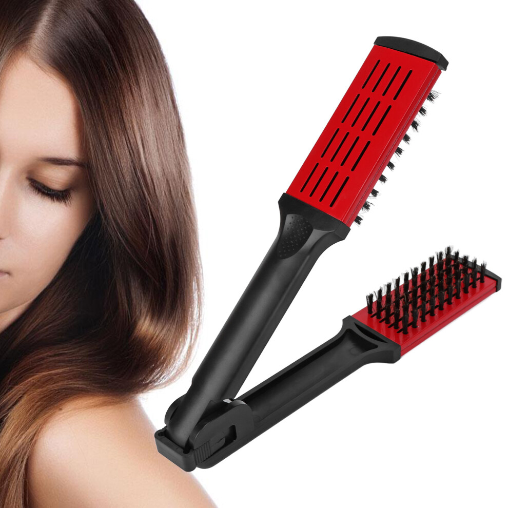 Unisex Black/Red Static-Free Hollow Heat-Resistant - Double Sided Hair Straightener Comb 23X4cm