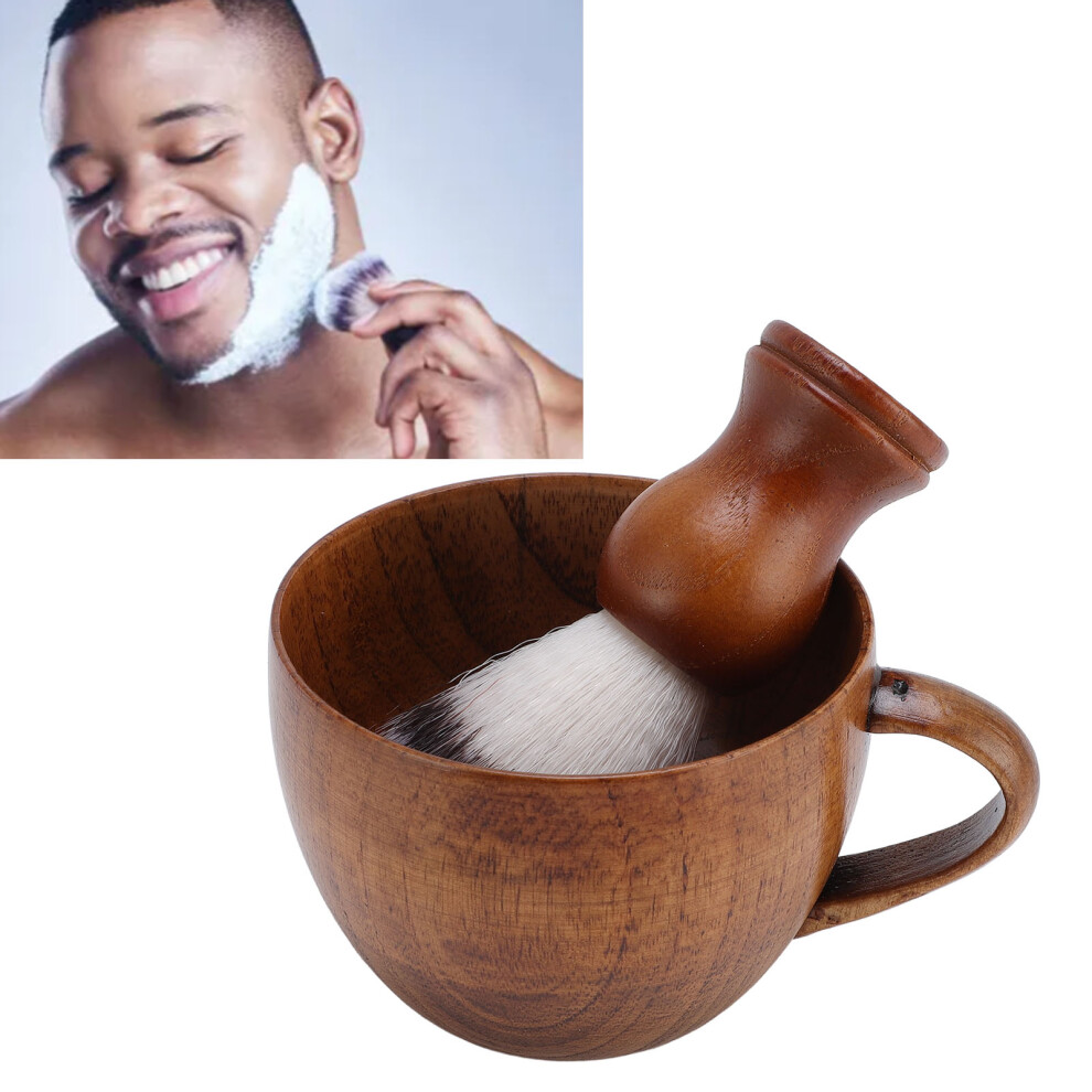 2 pcs Men Shaving Brush Set Nylon Bristles Jujube Wood Bowl Grooming Kit