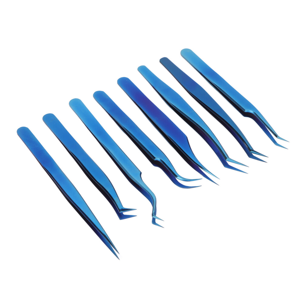 8-teiliges Wimpernpinzetten-Set aus Edelstahl mit