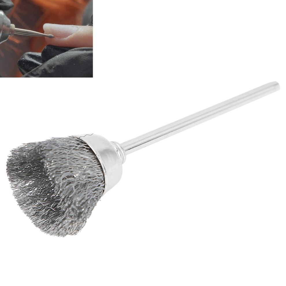Silver Brass Wire Nail Drill Bit Cleaning Brush Manicure Tool Color