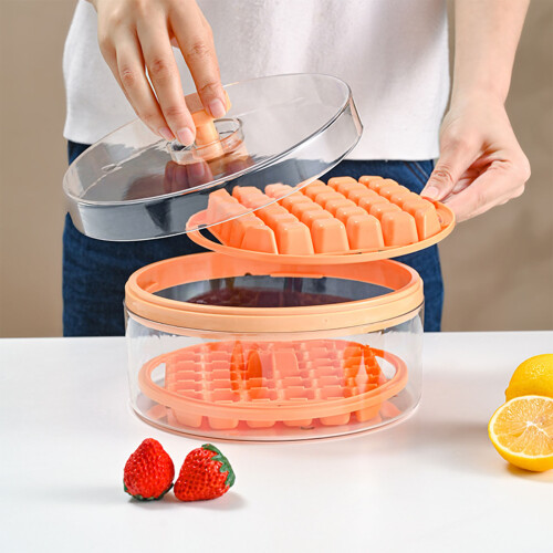 Safe and High Quality Ice Maker, Large Capacity Double Layer Tray for Ice Cubes, Easy Release with Flexible Material, Multifunctional Snack Container 1