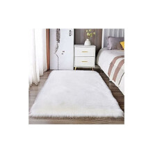 Rectangle Decorative Faux Fur Sheepskin Rug, Anti-Skid Yoga Carpet for Living Room Bedroom