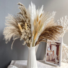 Ramo de hierba de la Pampa seca, flores secas esponjosas para decoración del hogar bohemia, decoración de mesas de boda, decoración sin