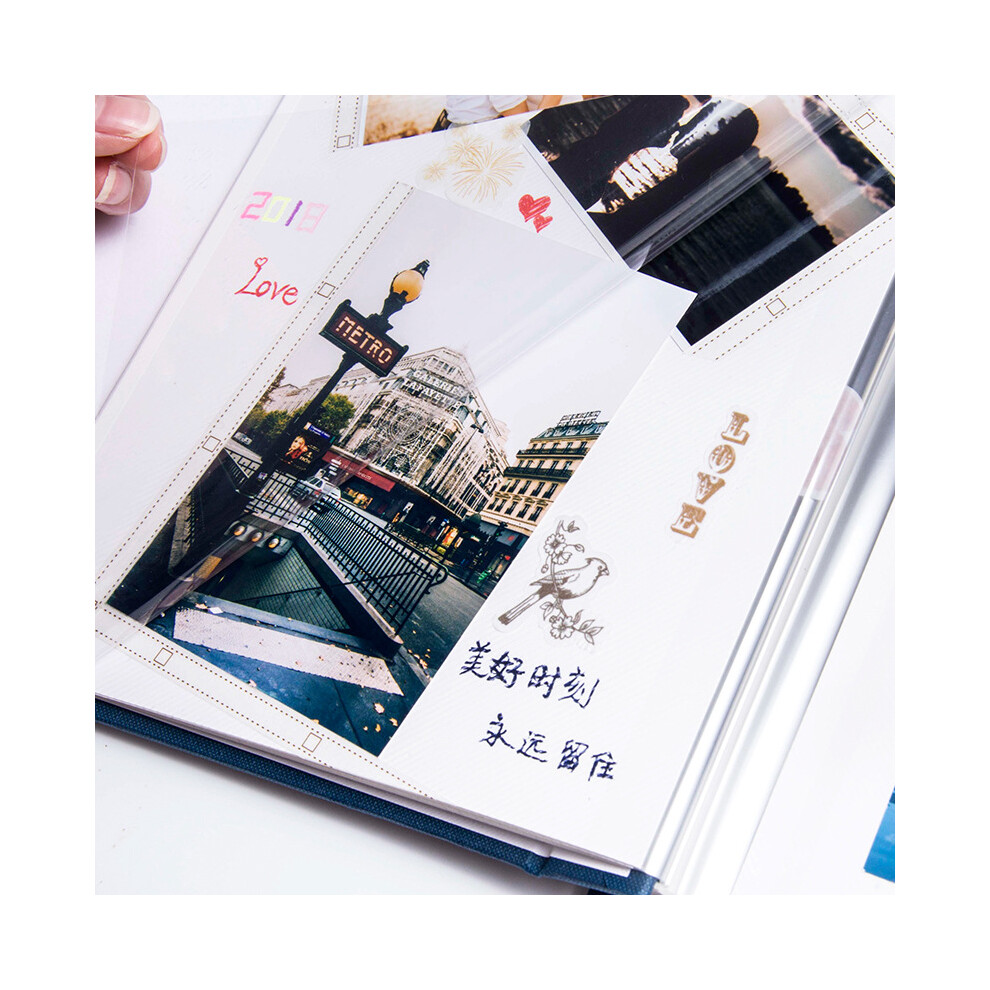 Large Capacity Blue Photo Album with Clear Film & Air Isolation for Family & Wedding