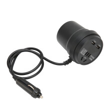 Schwarzer Auto-Inverter 150W DC 12-24V auf AC-Netzadapter mit 2 USB-Anschlüssen