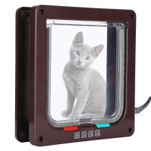 Pet Flip Door Lock Security Flap Door Plastic Small Pet Gate Brown L