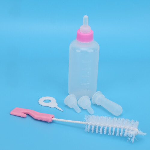 Futternippel für junge Kätzchen und Welpen – Silikonnippel, pink, 150 ml 2