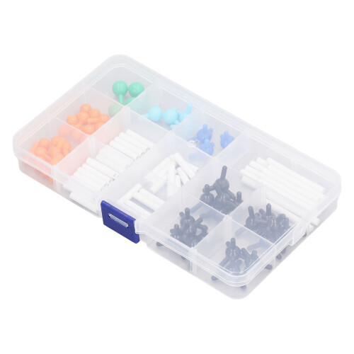 Conjunto de modelos de elementos atômicos, kit de modelos moleculares, modelo de preenchimento de espaço, modelo de bolas e varetas, átomos