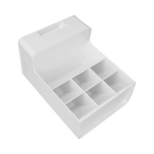 Grande boîte de rangement en plastique blanc à grande capacité avec design à insérer pour l'organisation du bureau