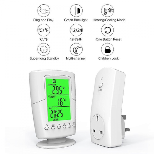 Thermostat intelligent programmable sans fil avec prise secteur, programme de chauffage et de refroidissement, régulateur de températu 1