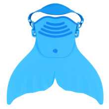 Kids Mermaid Monofin Swim Fins Blue, 40cm, Size 25-32