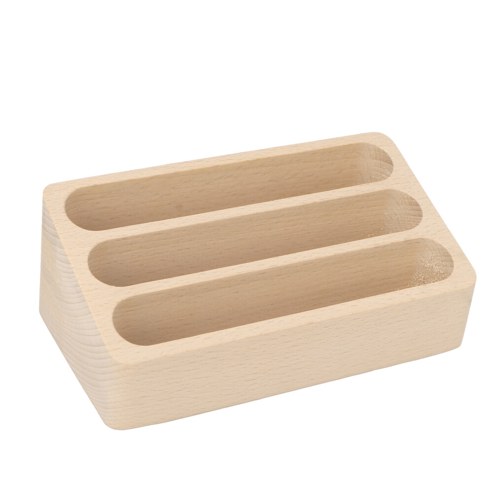 Unisex Stable Wooden Card Display For Business 3 Slots Office & Salon Counter Stand