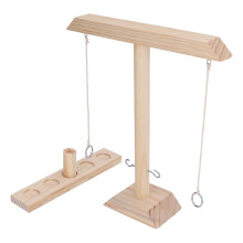Wooden Hook and Ring Toss Game for Adults & Kids, Interactive Desktop Fun