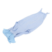 Light Blue Cat Recovery Suit with Adjustable Lace Neckline, Size L, Postoperative Lick Prevent