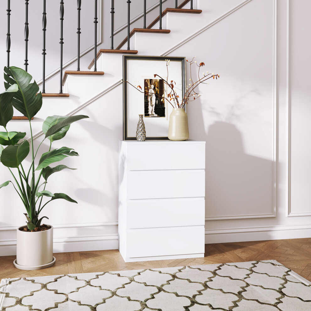 Bobobiy White Chest Of Drawers, 4-Drawer Storage Cabinets, Modern Dresser, Storage Drawer Unit For Bedroom - Image 4